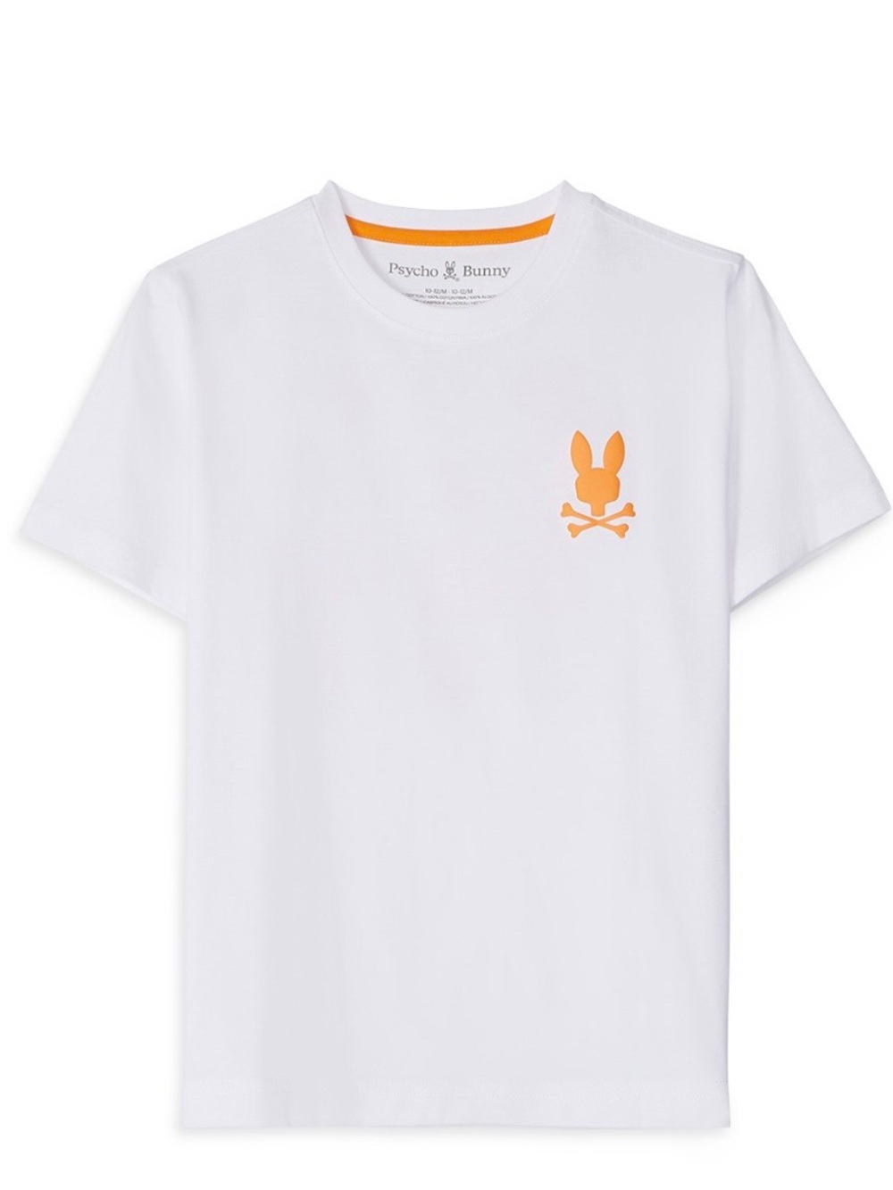 Psycho Bunny Kids White Tee with Orange Bunny Logo